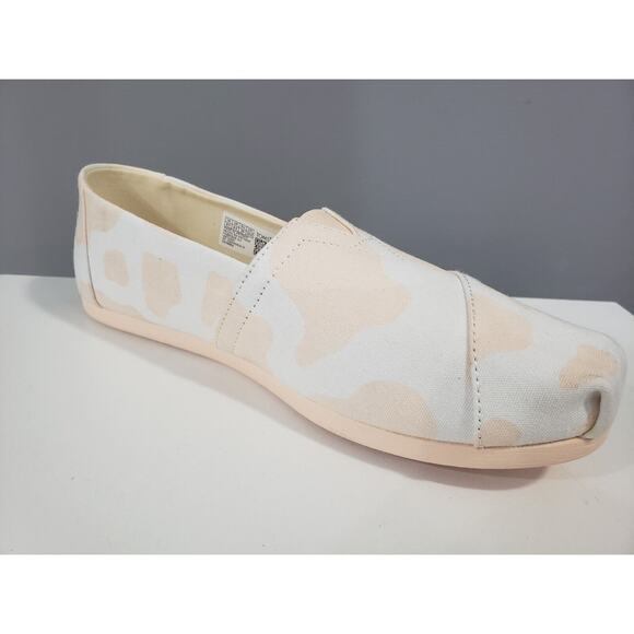 NEW Toms Alpargata Peach Cow Print 8.5 Slip On Farmer Rodeo Ranch Shoe Pink - Picture 3 of 7